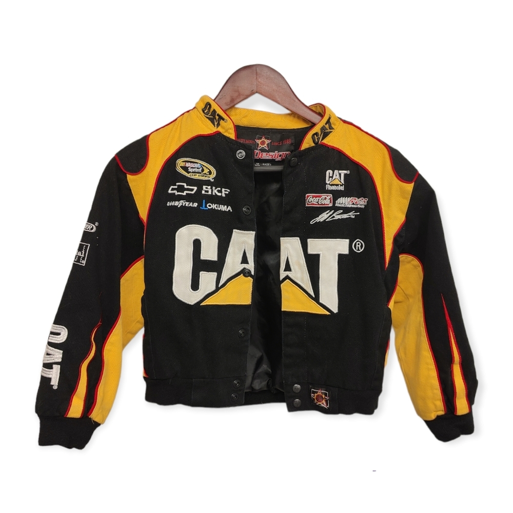 JH Design CAT JEFF BURTON NASCAR RACING JACKET. Kids Medium